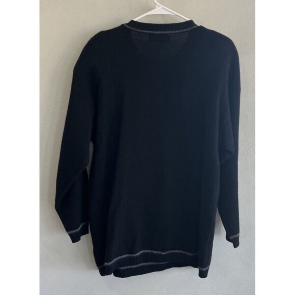 Marisa Christina Crewneck sweater black XL Long Sleeve Lambswool Rabbit Fur Gray - Picture 5 of 5